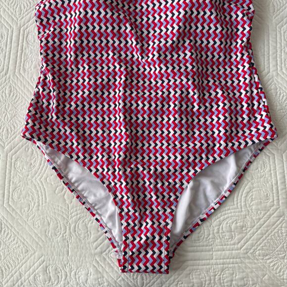 Kona Sol One Piece Swim Suit Red White Blue Gold Hardware USA Patriotic 18 NWT - Picture 6 of 10